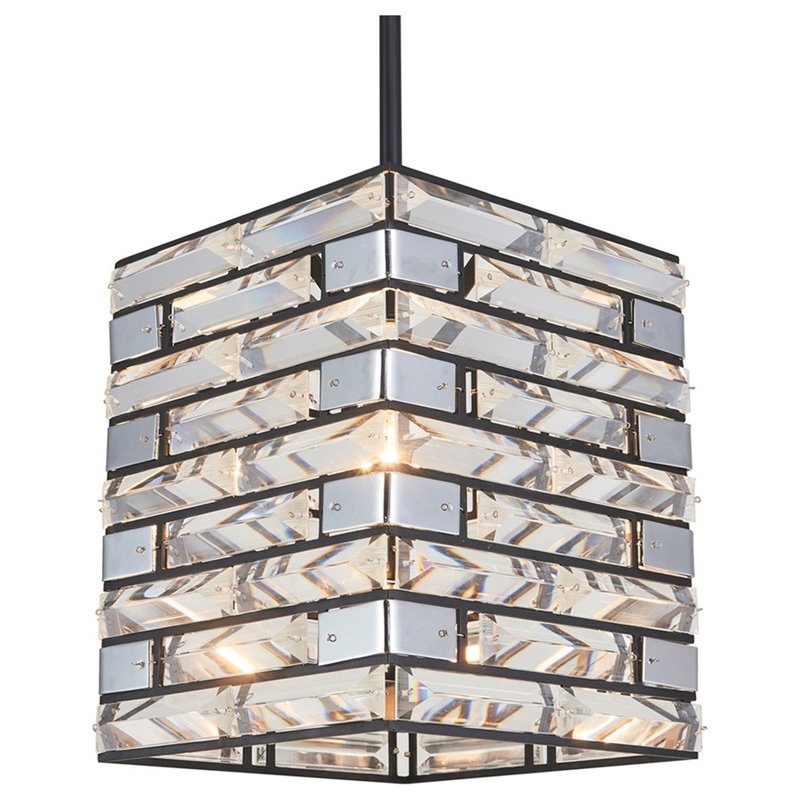 Woodbridge Lighting Shimmer 1-Light Metal and Glass Mini-Pendant in Black