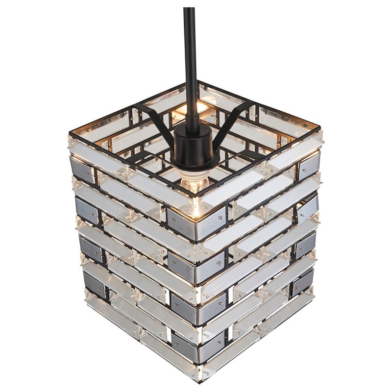Woodbridge Lighting Shimmer 1-Light Metal and Glass Mini-Pendant in Black