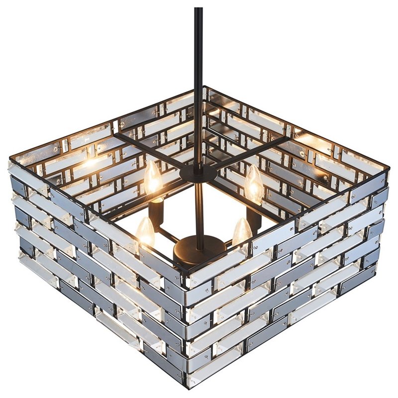 Woodbridge Lighting Shimmer 4-Light Metal and Glass Pendant in Black