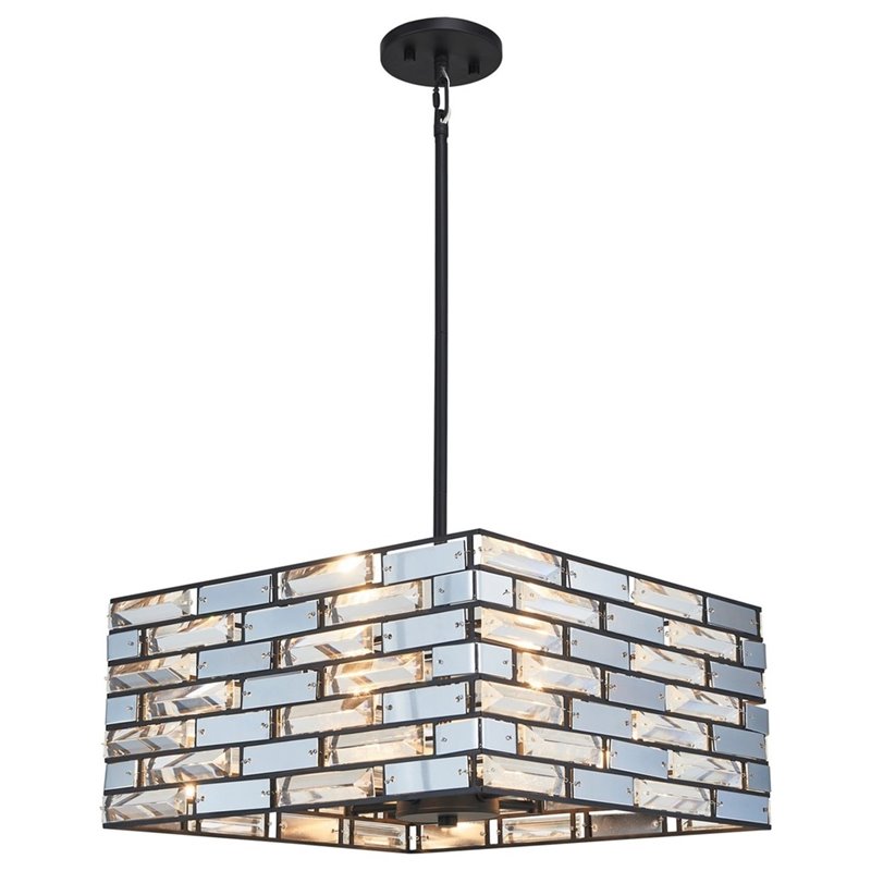 Woodbridge Lighting Shimmer 4-Light Metal and Glass Pendant in Black