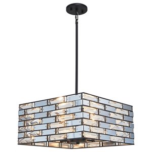 Woodbridge Lighting Shimmer 4-Light Metal and Glass Pendant in Black