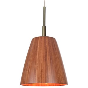 Woodbridge Lighting Sorg 1-Light Bamboo Mini-Pendant in Classic Brass