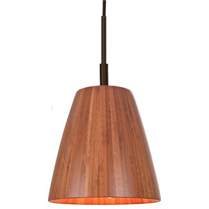 Woodbridge Lighting Sorg 1-Light Bamboo Mini-Pendant in Metallic Bronze