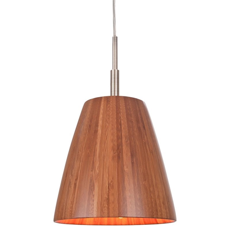 Woodbridge Lighting Sorg 1-Light Bamboo Mini-Pendant in Satin Nickel