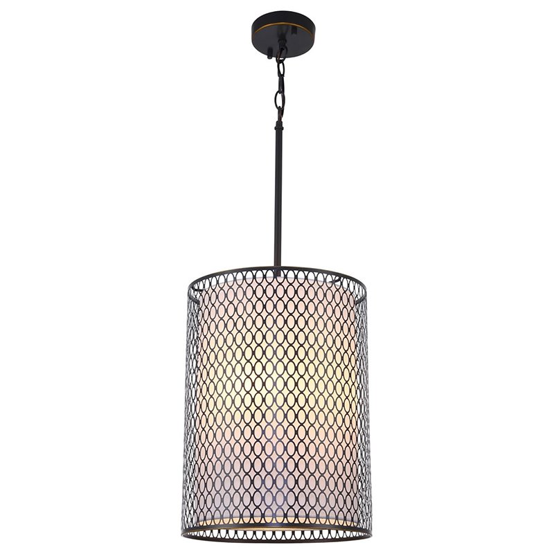 Woodbridge Lighting Spencer 3-Light Metal and Fabric Pendant in Bronze