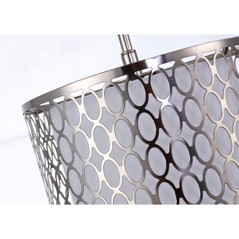 Woodbridge Lighting Spencer 3-Light Metal and Fabric Pendant in Satin Nickel