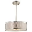 Woodbridge Lighting Spencer 1-Light Metal and Fabric LED Pendant in Satin Nickel