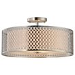 Woodbridge Lighting Spencer 3-Light Metal and Fabric Semi-Flush Mount in Nickel