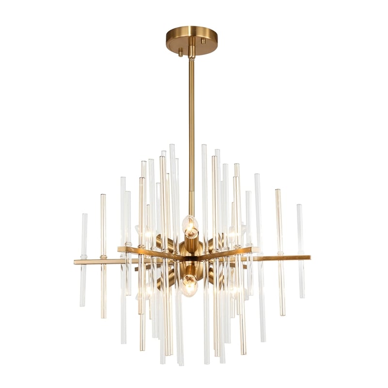 Woodbridge Lighting Spires 6-Light Metal Chandelier in Brass/Plated Amber