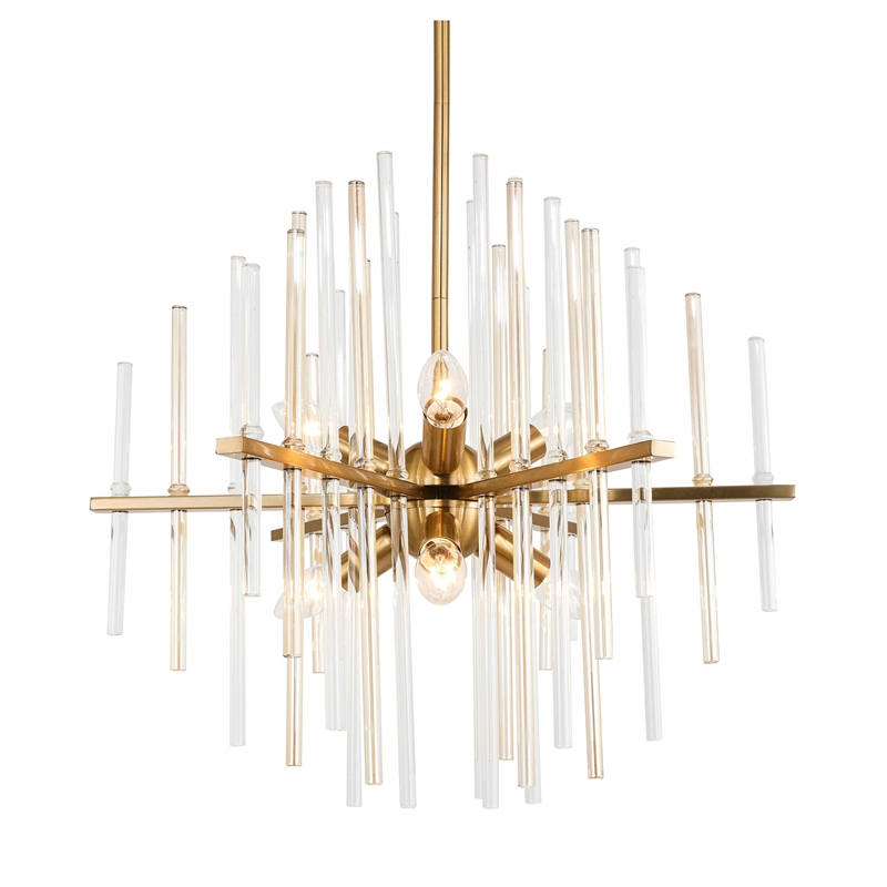 Woodbridge Lighting Spires 6-Light Metal Chandelier in Brass/Plated Amber