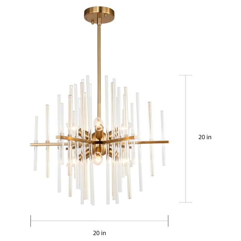 Woodbridge Lighting Spires 6-Light Metal Chandelier in Brass/Plated Amber