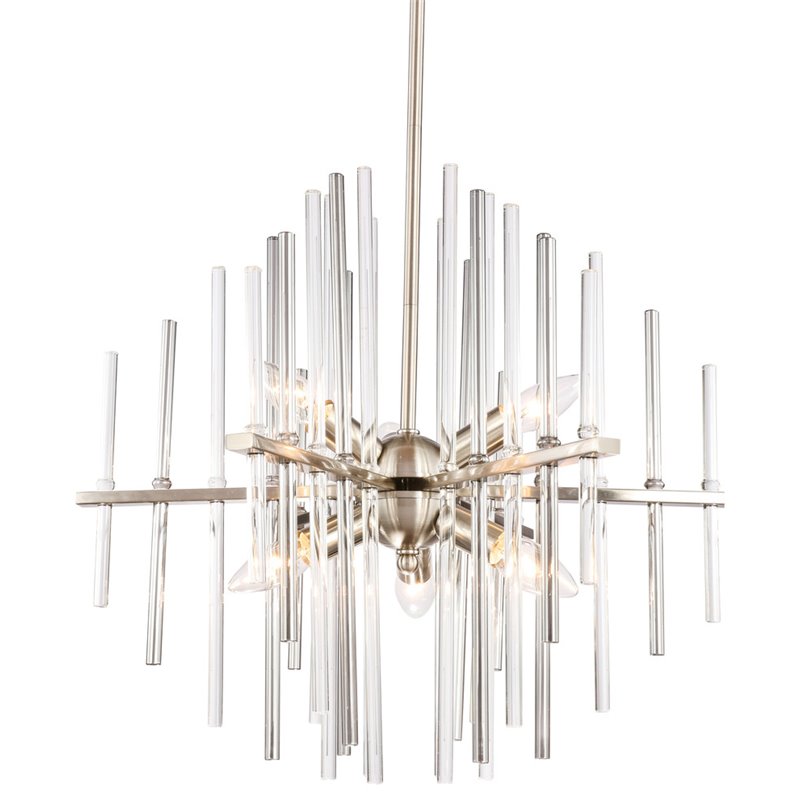 Woodbridge Lighting Spires 6-Light Metal Chandelier in Nickel/Plated Chrome