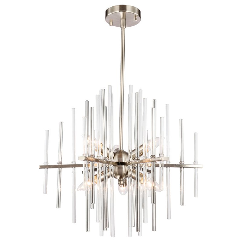Woodbridge Lighting Spires 6-Light Metal Chandelier in Nickel/Plated Chrome