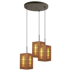Woodbridge Lighting Triune 18&quot 3-Light Bamboo Cluster Pendant in Triune/Bronze