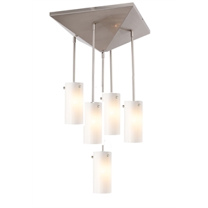 Woodbridge Lighting Pyramid 5-Light Glass Pendant in Satin Nickel/Faux Opal