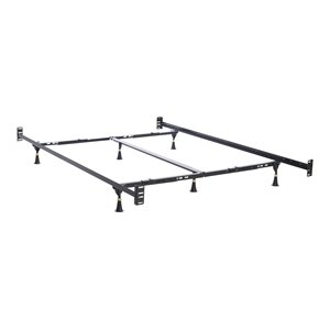 Queen/King-Size Metal Headboard & Footboard Bed Frame in Black