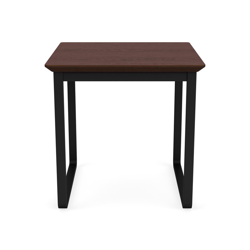 Gansett Reception Waiting Room Healthcare Steel End Table / Black Steel / Walnut