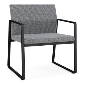 Gansett Reception Waiting Room Oversize Guest Chair / Black Steel / Gray