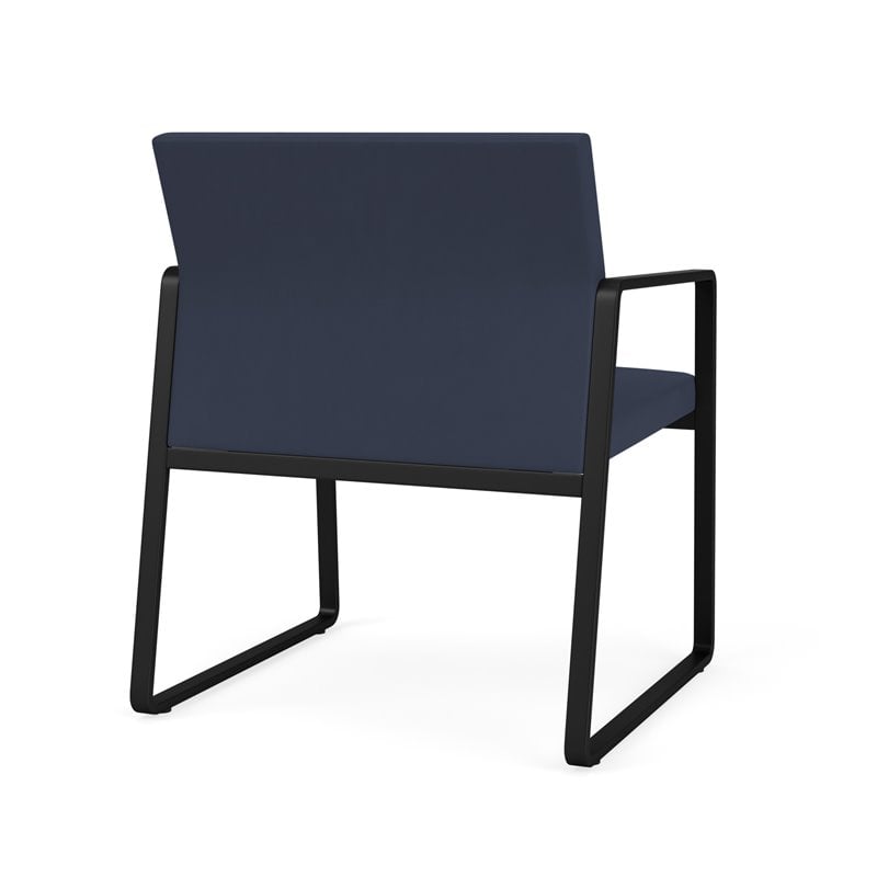 Gansett Reception Waiting Room Oversize Guest Chair / Black Steel / Blue