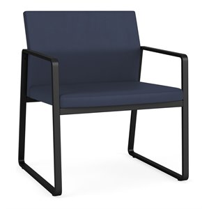 Gansett Reception Waiting Room Oversize Guest Chair / Black Steel / Blue