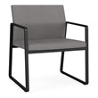 Gansett Reception Waiting Oversize Guest Chair / Black Steel / Light Gray