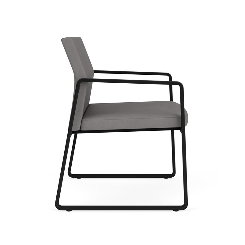 Gansett Reception Waiting Oversize Guest Chair / Black Steel / Light Gray