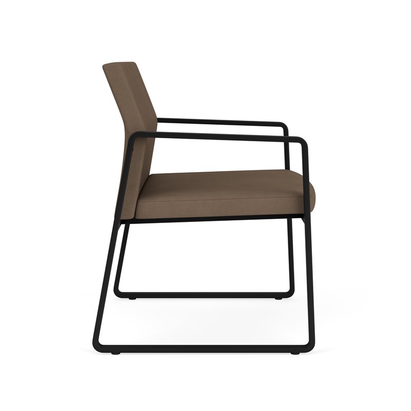 Gansett Reception Waiting Room Oversize Guest Chair / Black Steel / Brown