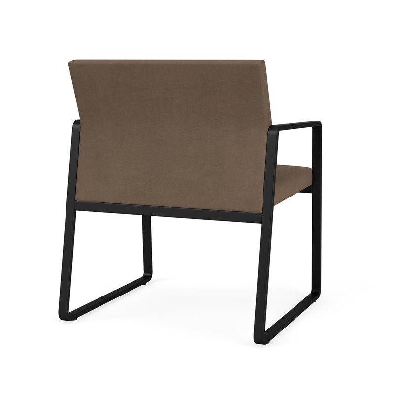 Gansett Reception Waiting Room Oversize Guest Chair / Black Steel / Brown