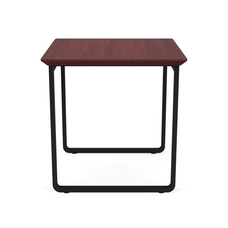 Gansett Reception Waiting Room Steel End Table / Black Steel / Mahogany
