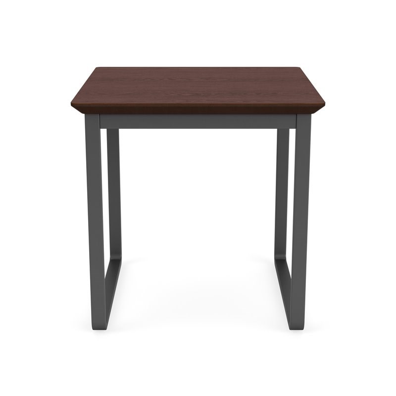 Gansett Reception Waiting Room Steel End Table / Charcoal Steel / Walnut