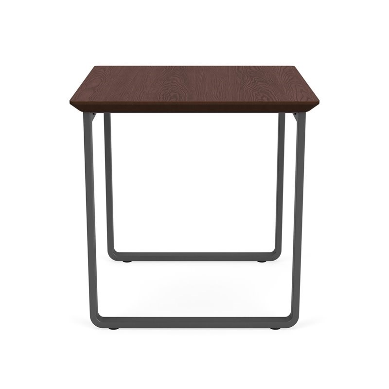 Gansett Reception Waiting Room Steel End Table / Charcoal Steel / Walnut