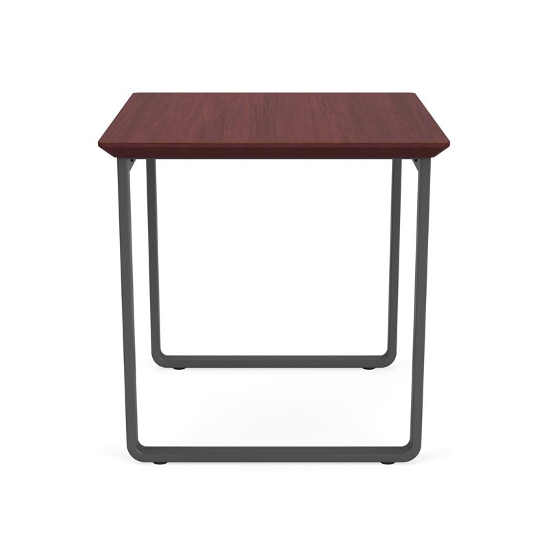 Gansett Reception Waiting Room Steel End Table / Charcoal Steel / Mahogany