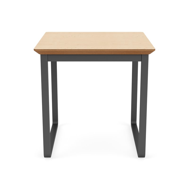 Lesro Gansett Modern Steel Metal End Table in Charcoal/Natural Maple