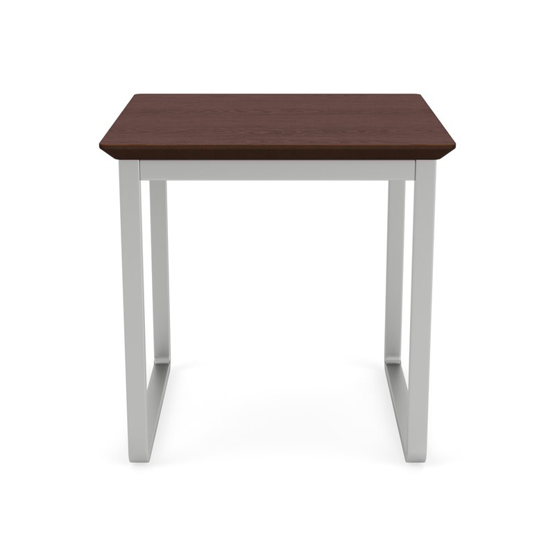 Gansett Reception Waiting Room Steel End Table / Silver Steel / Walnut
