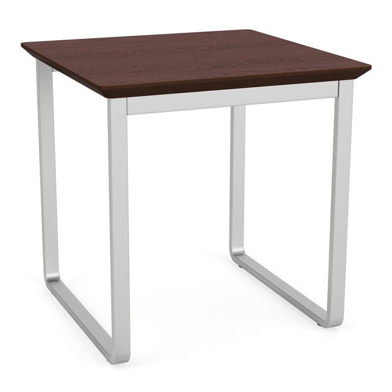 Gansett Reception Waiting Room Steel End Table / Silver Steel / Walnut
