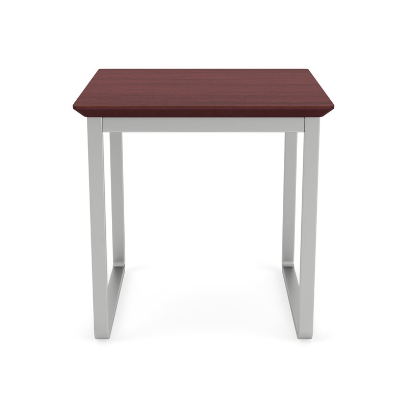Gansett Reception Waiting Room Steel End Table / Silver Steel / Mahogany