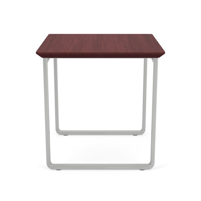 Gansett Reception Waiting Room Steel End Table / Silver Steel / Mahogany