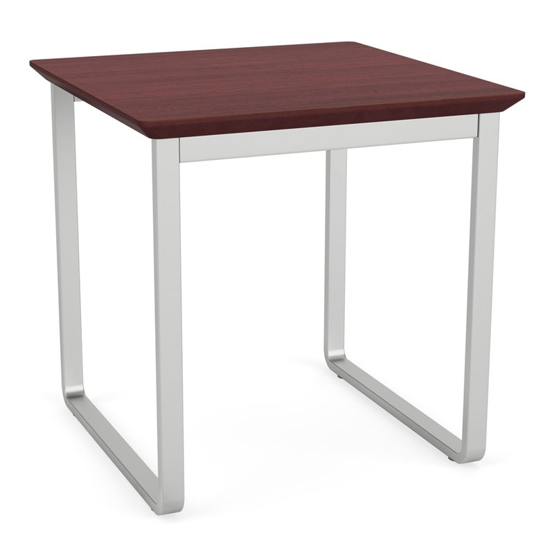 Gansett Reception Waiting Room Steel End Table / Silver Steel / Mahogany