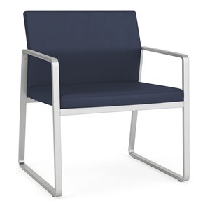 Gansett Reception Waiting Room Oversize Guest Chair / Silver Steel / Blue