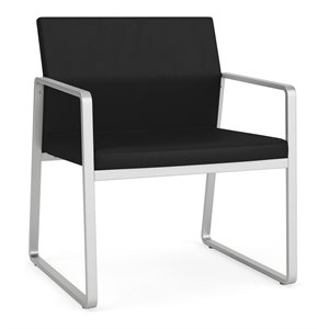 Gansett Reception Waiting Room Oversize Guest Chair / Silver Steel / Black