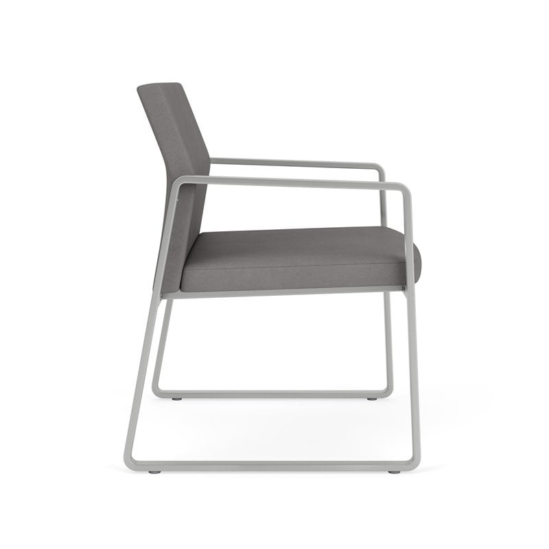 Gansett Reception Waiting Oversize Guest Chair / Silver Steel / Light Gray