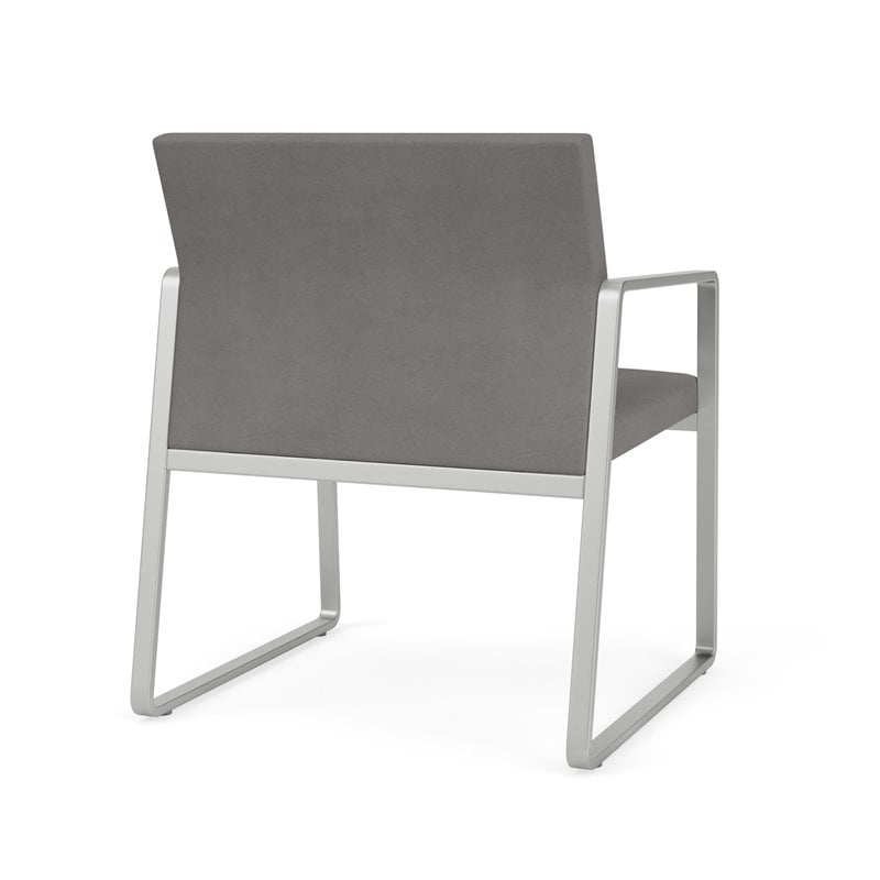Gansett Reception Waiting Oversize Guest Chair / Silver Steel / Light Gray
