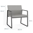 Gansett Reception Waiting Oversize Guest Chair / Silver Steel / Light Gray