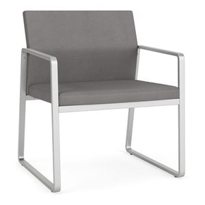 Gansett Reception Waiting Oversize Guest Chair / Silver Steel / Light Gray