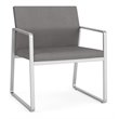 Gansett Reception Waiting Oversize Guest Chair / Silver Steel / Light Gray