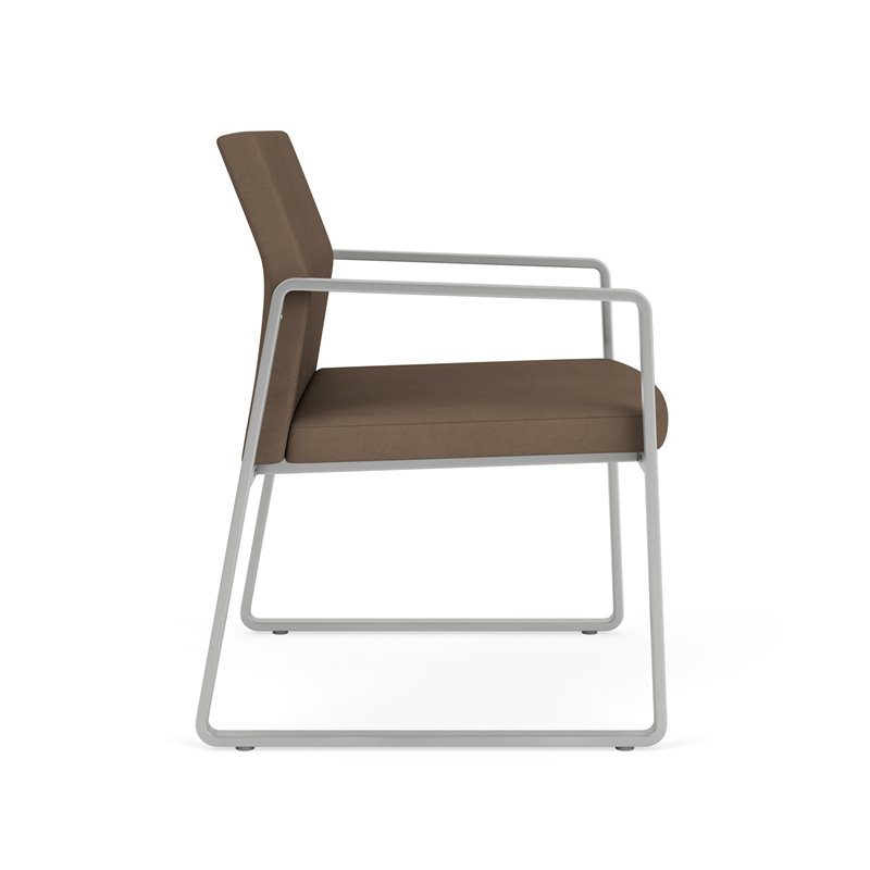 Gansett Reception Waiting Room Oversize Guest Chair / Silver Steel / Brown