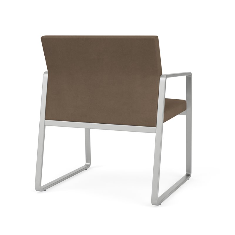 Gansett Reception Waiting Room Oversize Guest Chair / Silver Steel / Brown