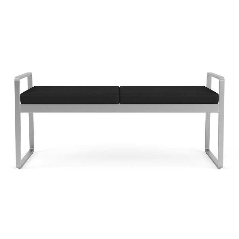 Gansett Reception Waiting Room Healthcare 2-Seat Bench / Silver Steel / Black