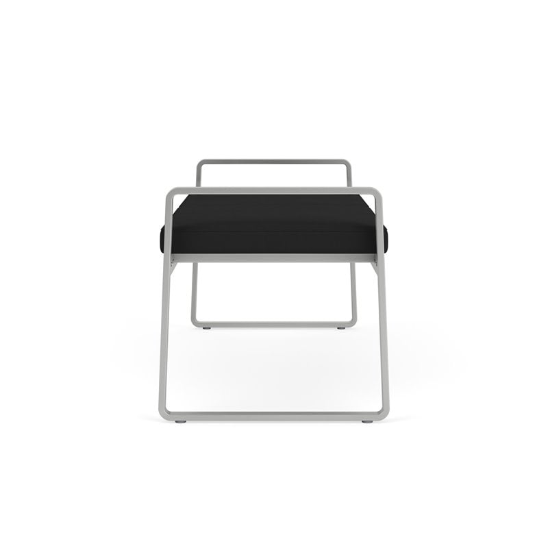 Gansett Reception Waiting Room Healthcare 2-Seat Bench / Silver Steel / Black