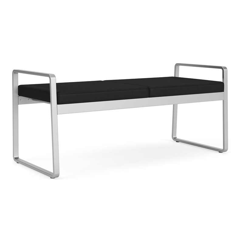 Gansett Reception Waiting Room Healthcare 2-Seat Bench / Silver Steel / Black